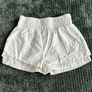 Women's White Elastic Waist Shorts
